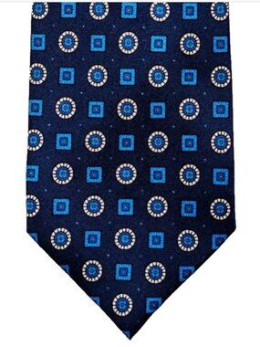 NWOT Cesare Attolini Napoli Geometric Navy Blue Men's Silk Tie 3.25" x 59"